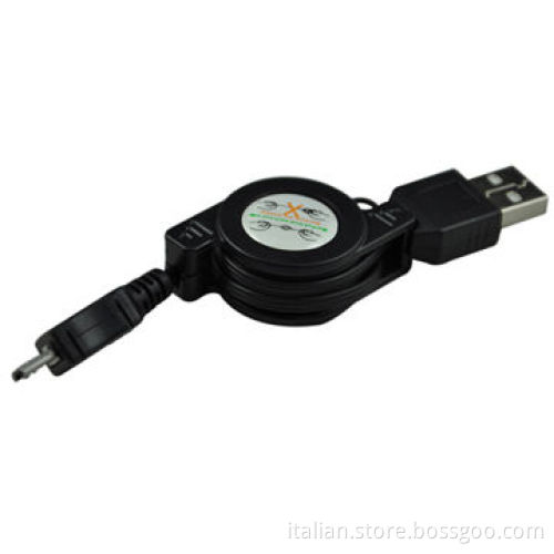 Micro 5-pin USB Data Sync Charging Adapter, Retractable Cable